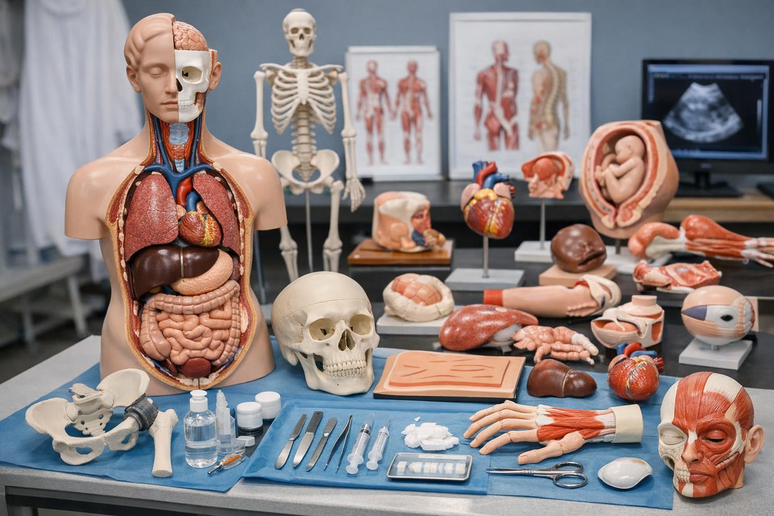 Materiały dydaktyczne i modele anatomiczne wykorzystywane podczas kursu